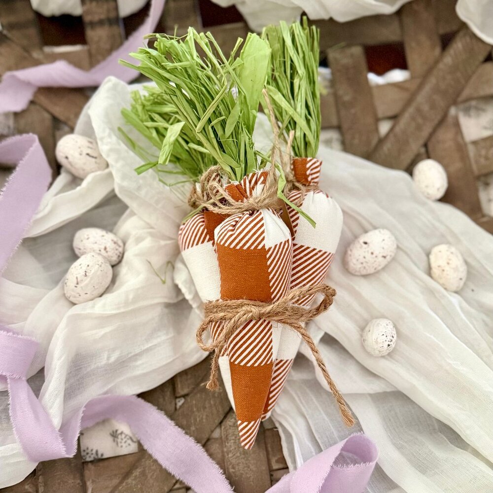 Set/4 Orange & White Fabric Carrot